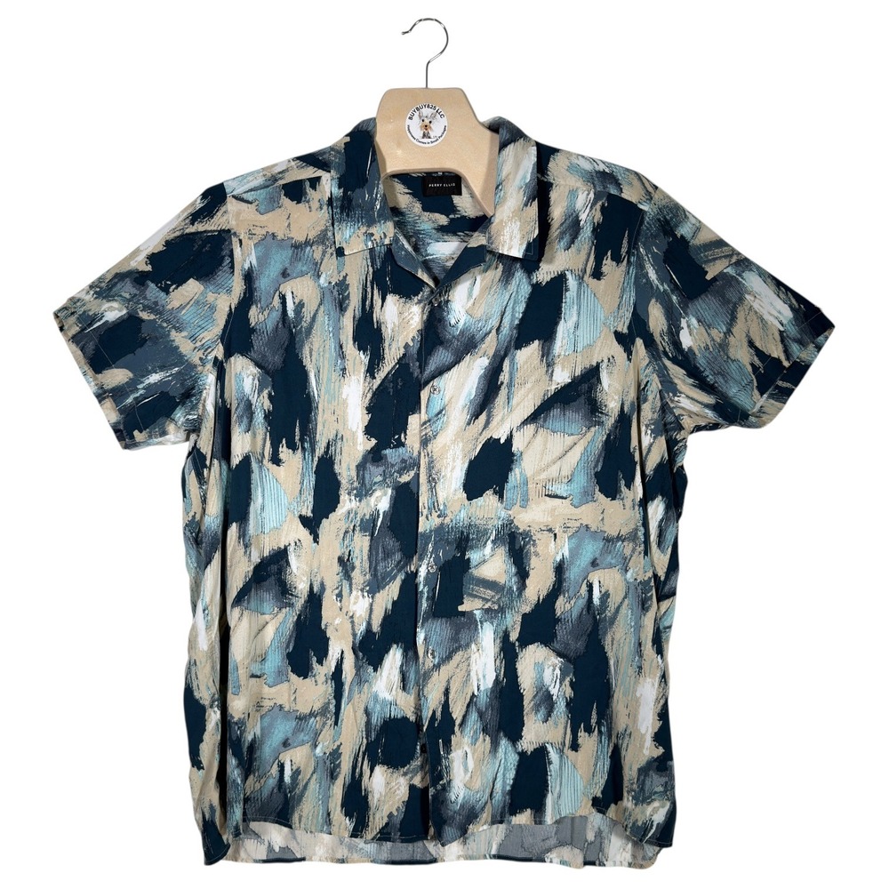 Perry Ellis 3XLT Tall Abstract Print Viscose Button‎ Shirt Resort